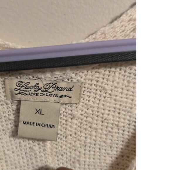 Lucky Brand Crochet-Sleeve Sweater with Back Button Detail – Size XL - Picture 3 of 5